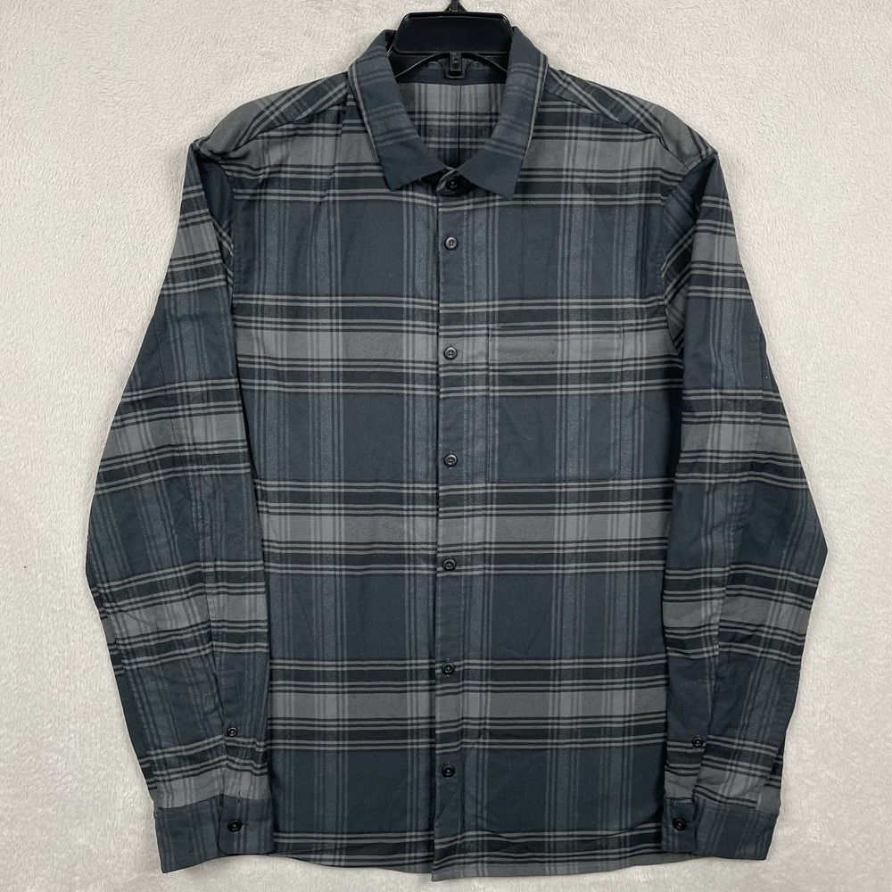 Lululemon Masons Peak Flannel Shirt Mens XL Black Plaid Quick Dry Pocket READ